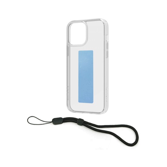 TRANSPARENT SILICON CASE WITH MULTIFUNCTION BLUE STRAP FOR APPLE IPHONE 13 PRO